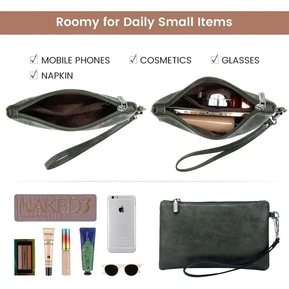 Women's Dark Green 15.6 inch vintage vegan leather and high-density Tote Bag